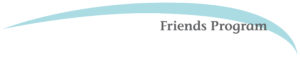 A curved, light blue swoosh arcs above the words Friends Program in gray text on a white background, evoking the fresh, clean look you'd find at a car wash near me.